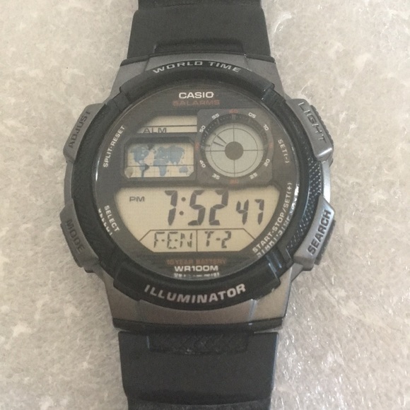 Casio World Time Illuminator Black Watch - Picture 2 of 5